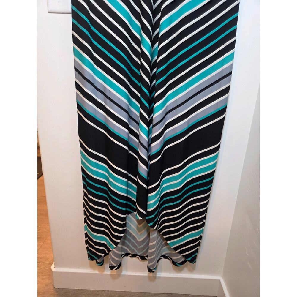 Catherines Dress Womens 2X Maxi Blue Stripe Sleeveless V Neck Jersey Stretch - Picture 3 of 7